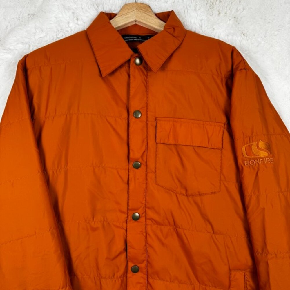 Bonfire Snowboarding Quilted Snap Button Ski Jacket Shacket Orange Men's Medium